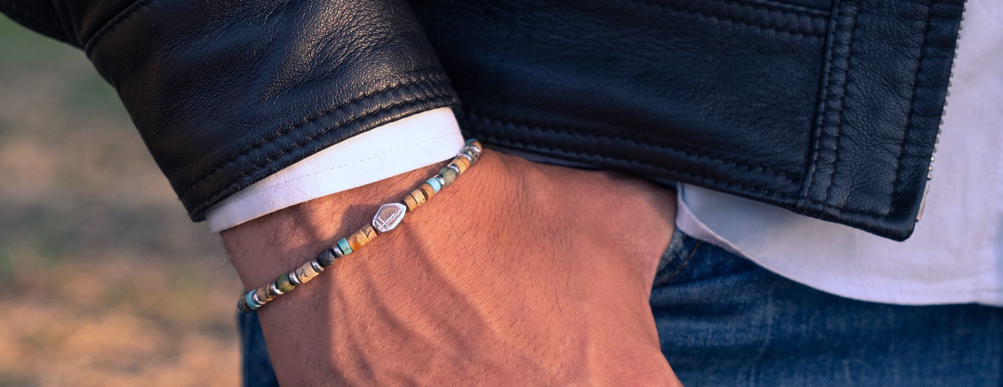 bracciale 4 mm uomo pietre dure argento 925